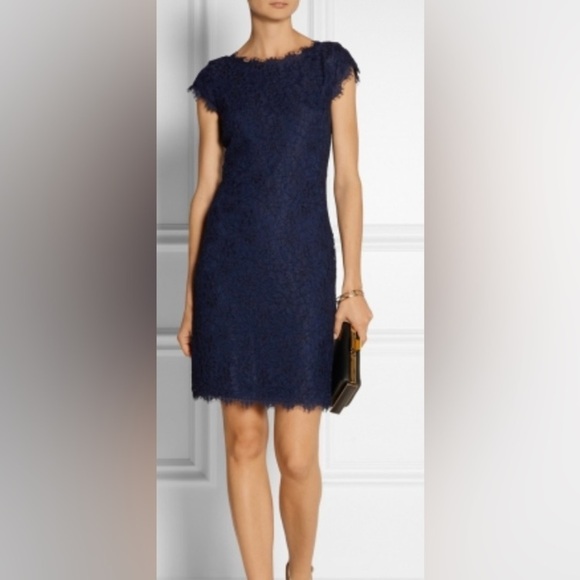 Diane Von Furstenberg DVF Barbara Lace Dress Midnight sz 10 MSRP $368 - Picture 1 of 11